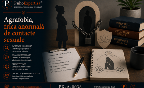 Imagine conceptuală despre agrafobie, ilustrând simbolic teama intensă de contactele sexuale, barierele psihologice și rolul evaluării și intervenției psihologice într-un cadru sigur, empatic și confidențial.