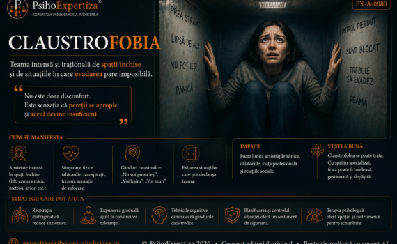 Ilustrație simbolică despre claustrofobie, reprezentând anxietatea intensă și senzația de imposibilitate a evadării resimțite într-un spațiu închis și restrâns.