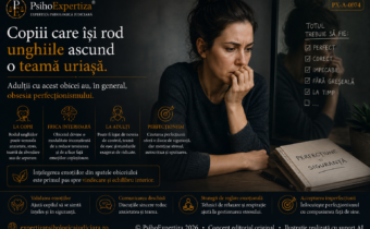 Ilustrație simbolică despre rosul unghiilor, anxietate și perfecționism, reprezentând un adult tensionat și presiunea interioară de a face totul perfect și fără greșeală.