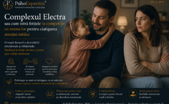 Ilustrație simbolică despre Complexul Electra, concept psihanalitic referitor la relația afectivă a fetiței cu tatăl și posibila rivalitate resimțită față de mamă în anumite etape ale dezvoltării.