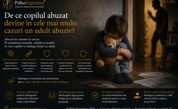 Ilustrație simbolică despre efectele abuzului asupra copilului și riscul transmiterii intergeneraționale a tiparelor de violență, evidențiind posibilitatea întreruperii ciclului abuzului.