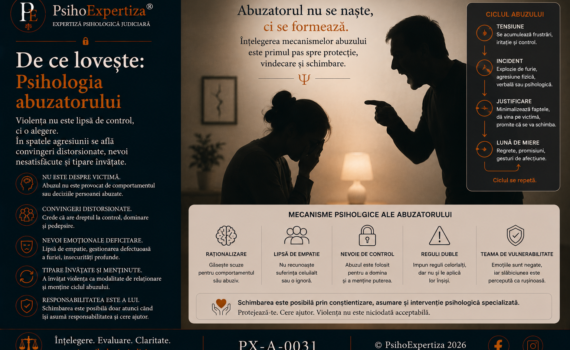 Imagine conceptuală despre psihologia abuzatorului, ilustrând mecanismele psihologice implicate în comportamentul violent, dinamica relațiilor abuzive și ciclul violenței domestice, fără reprezentări grafice explicite.