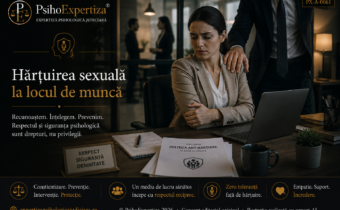 Ilustrație simbolică reprezentând hărțuirea sexuală la locul de muncă, evidențiind impactul psihologic al comportamentelor nedorite și importanța unui mediu profesional bazat pe respect, siguranță și demnitate.