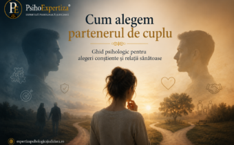 Ilustrație conceptuală reprezentând procesul psihologic al alegerii partenerului de cuplu, cu o persoană aflată în fața unor opțiuni relaționale și elemente simbolice care sugerează atașamentul, compatibilitatea și deciziile conștiente în relațiile de cuplu.