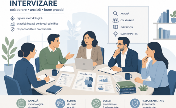 Psihologi într-o sesiune de intervizare profesională pentru analiza metodologiei unui caz de expertiză psihologică judiciară.